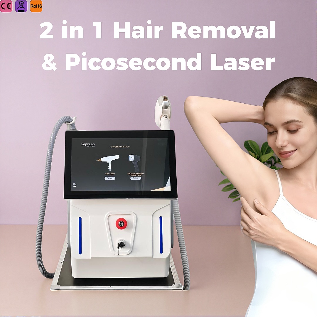 Laser Hair Removal Diode 808 - เครื่องกำจัดขนด้วยเลเซอร์ไดโอดโซปราโน ไทเทเนียม ไอซ์ แพลตตินัม 2-in-1 ไม่เจ็บ